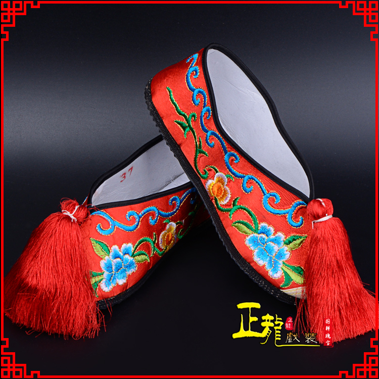 旬阳京剧越剧戏曲彩鞋花旦绣花 普平底彩鞋